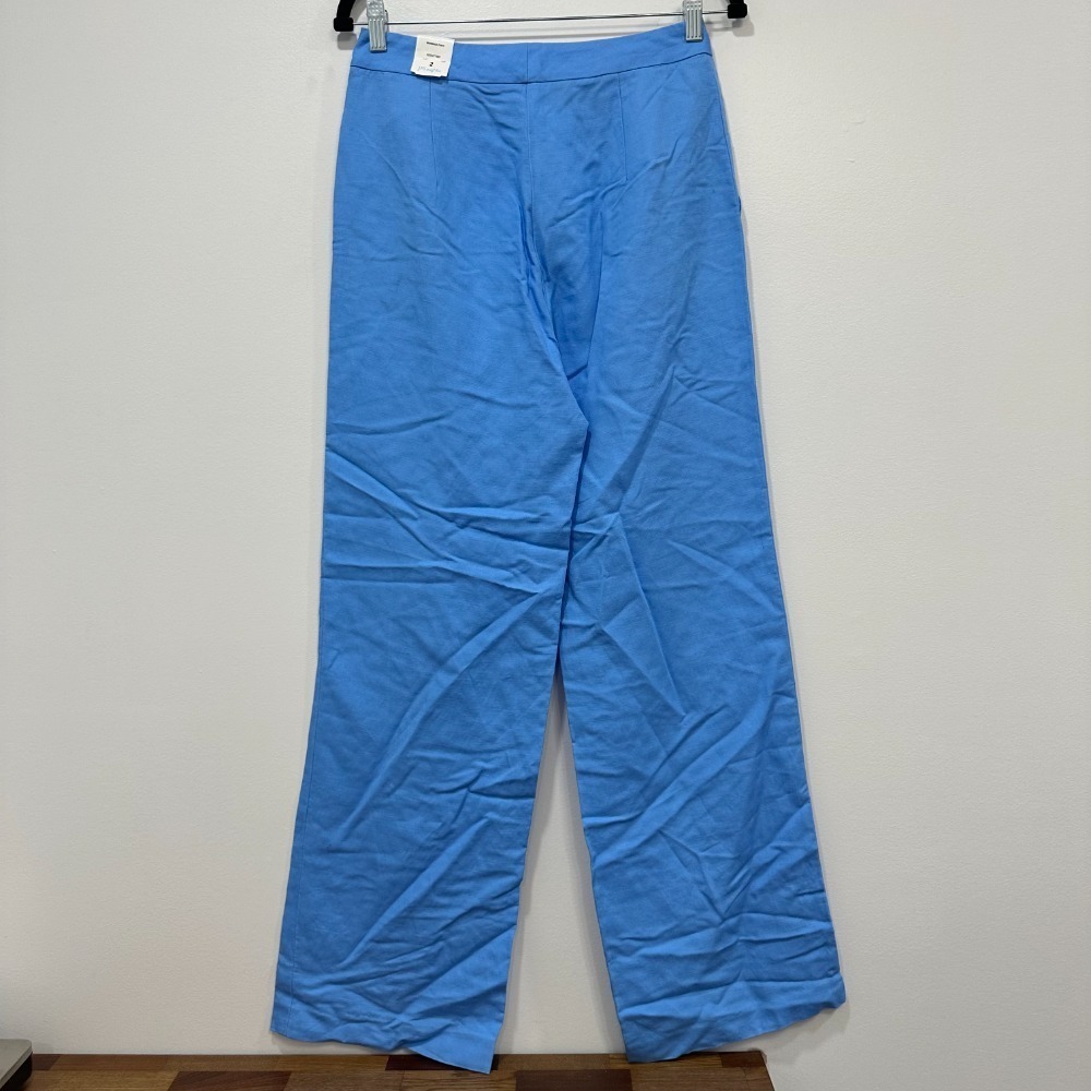 J Mclaughlin Womens Broderick Pant 2 Blue Holiday Wide Leg Linen Bright NWT - Picture 3 of 8